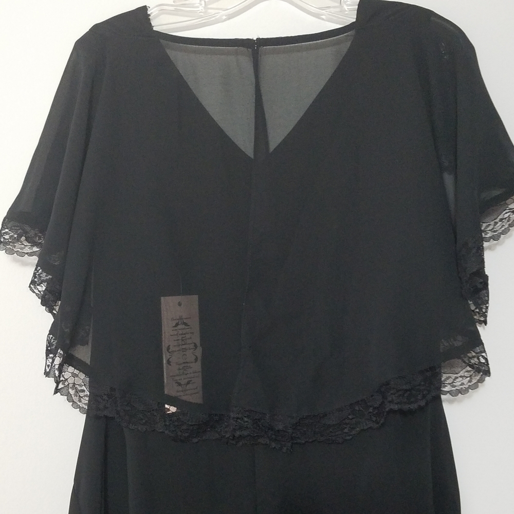Nanette Lepore Cape Sleeve w Lace Chiffon Dress 6 - Picture 12 of 12